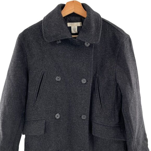 J. Crew Wool Cashmere Double Breasted Peacoat Jacket Coat Small - Picture 3 of 5